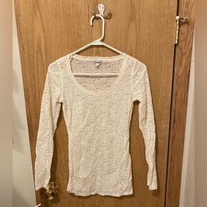 Express Brand Lacy Classic Ivory Long Sleeve Top Size S